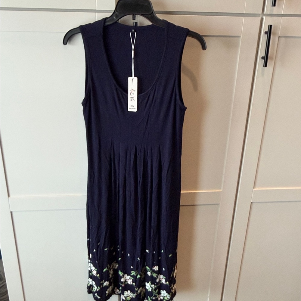 Esprit Navy Maxi Dress with Floral Hem